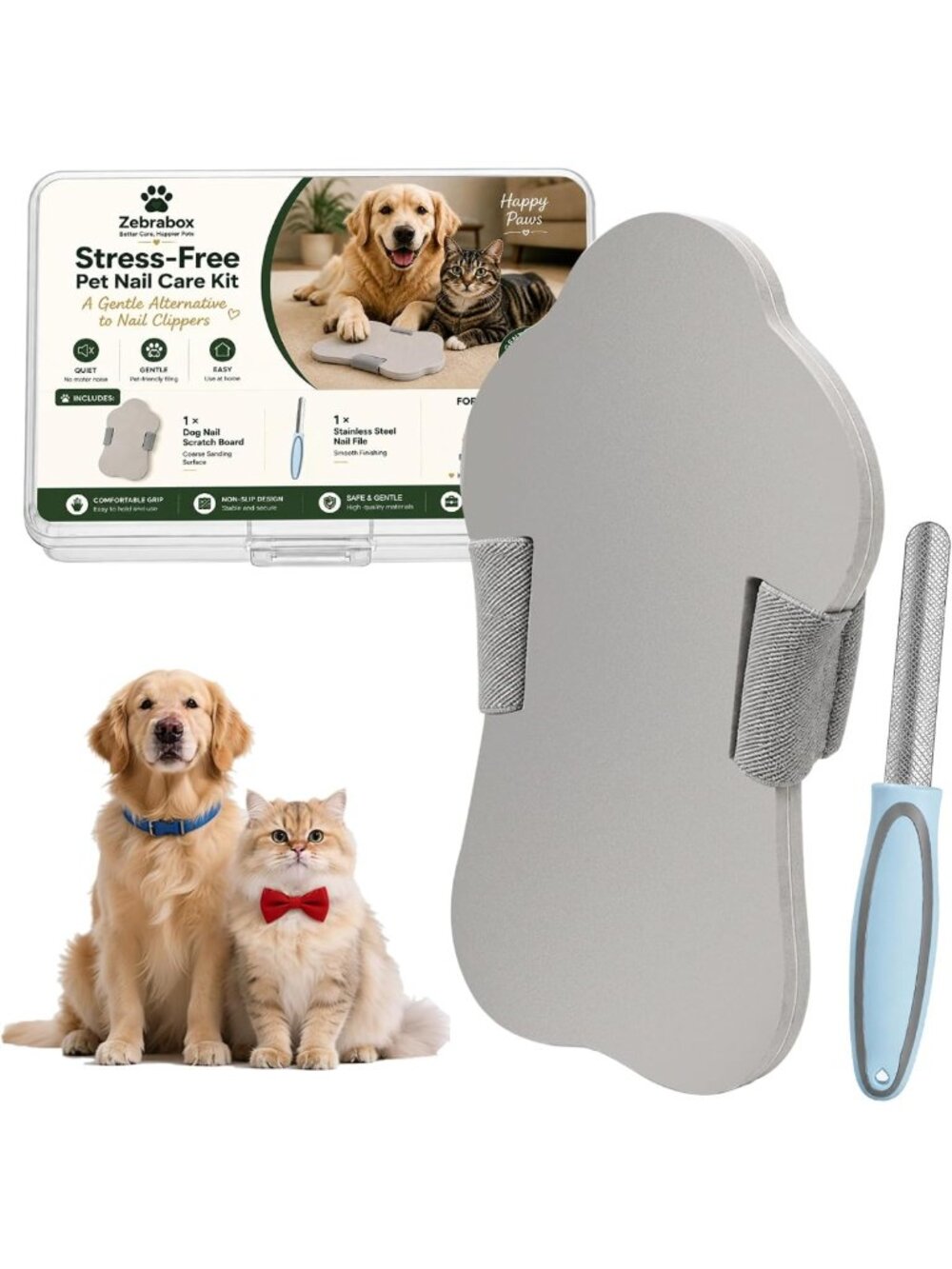 Dog Nail Scratch Board with Hand Strap | Diamond Nail File for Easy Grooming